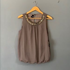 Iz Buyer Gray Shimmer Tank Blouse